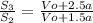 \frac{S_{3}}{S_{2}}=\frac{Vo+2.5a}{Vo+1.5a}