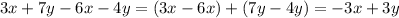 3x+7y-6x-4y=(3x-6x)+(7y-4y)=-3x+3y