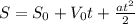 S=S_0+V_0t+\frac{at^2}{2}