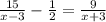 \frac{15}{x-3}-\frac{1}{2}=\frac{9}{x+3}