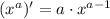 (x^a)'=a\cdot x^{a-1}