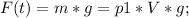 F(t)=m*g=p1*V*g;\\