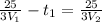 \frac{25}{3V_{1}}-t_{1} = \frac{25}{3V_{2}}