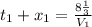 t_{1}+x_{1} = \frac{8\frac{1}{3}}{V_{1}} 