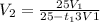 V_{2} = \frac{25V_{1}}{25-t_{1}3V{1}}