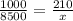 \frac{1000}{8500} =\frac{210}{x}