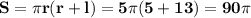 \bf S=\pi r(r+l)=5\pi(5+13)=90\pi