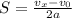 S = \frac{v_x - v_0}{2a}