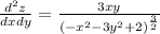  \frac{d^2z}{dxdy}=\frac{3xy}{(-x^2-3y^2+2)^{\frac{3}{2}}}