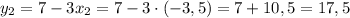 y_{2}=7-3x_{2}=7-3\cdot(-3,5)=7+10,5=17,5