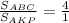 \frac{S_{ABC}}{S_{AKP}}=\frac{4}{1}