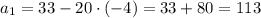 a_1=33-20\cdot(-4)=33+80=113