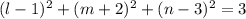 (l-1)^2+(m+2)^2+(n-3)^2=3