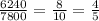  \frac{6240}{7800} = \frac{8}{10}= \frac{4}{5} 