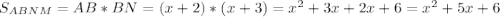 S_{ABNM}=AB*BN=(x+2)*(x+3)=x^2+3x+2x+6=x^2+5x+6 