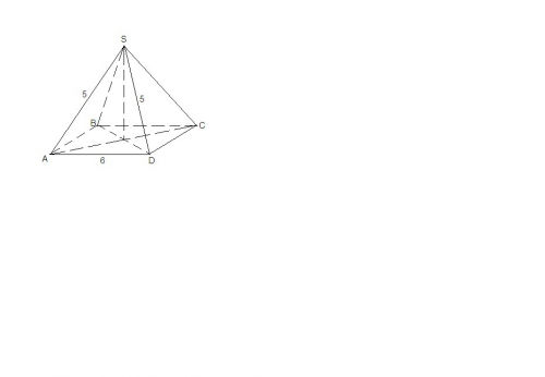 Стороны основания правильной четырехугольной пирамиды равны 6, а её боковые рёбра равны 5. найдите п