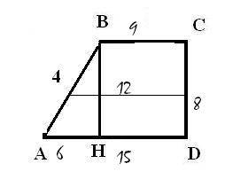 Основание и средняя линия прямоугольной трапеции равны соответственно 15 см и 12 см,а меньшая бокова