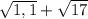 \sqrt{1,1}+\sqrt{17}