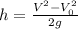 h=\frac{V^2-V_0^2}{2g}