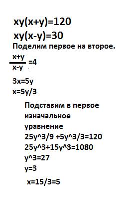 Решить систему уравнений х*у+ху*=120 х*у-ху*=30 где * это квадрат