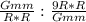 \frac {Gmm}{R*R} : \frac {9R*R}{Gmm} 