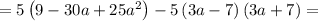 = 5 \left( 9-30 a+25 a^2 \right) -5 \left( 3 a-7 \right) \left( 3 a+7 \right) =