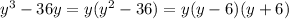 y^3-36y=y(y^2-36)=y(y-6)(y+6)