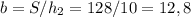 b=S/h_2=128/10=12,8