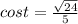 cos t= \frac{\sqrt{24}}{5}