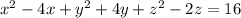 x^2-4x+y^2+4y+z^2-2z=16