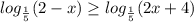 log_{\frac{1}{5}}(2-x)\geq log_{\frac{1}{5} }(2x+4) 