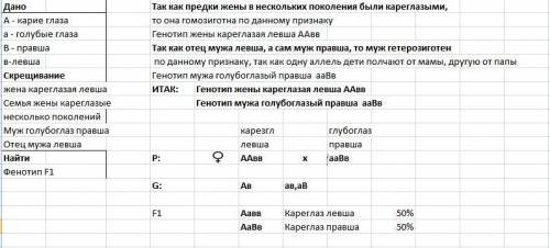 Голубоглазый правша, отец которого был левшой, женился на кареглазой левше из семьи, все члены котор