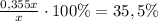  \frac{0,355x}{x} \cdot 100\%=35,5\%