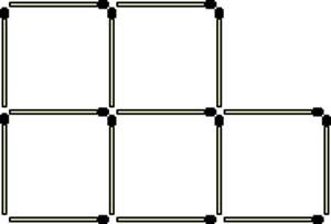 Выложить из спичек четыре квадрата три в низу один в верху .добавить две спички так чтобы получилось