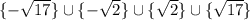 \{-\sqrt{17}\}\cup\{-\sqrt{2}\}\cup\{\sqrt{2}\}\cup\{\sqrt{17}\}