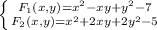 \left \{ {{F_1(x,y)=x^2-xy+y^2-7} \atop {F_2(x,y)=x^2+2xy+2y^2-5}} \right