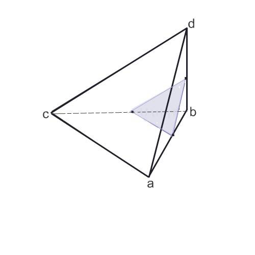 Втетраэдре dabc угол dba = dbc 90 , db=6 ab=bc=8 ac=12построить сечение тетраэдра плоскостью проходя