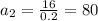 a_{2}=\frac{16}{0.2}=80