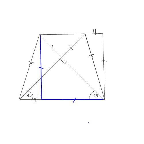 Вравнобедренной трапеции диагонали перпендикулярны.высота 15 см.найти среднюю линию