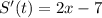 S'(t)=2x-7