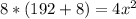 8*(192+8)=4 x^{2}