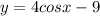 y=4cos x-9