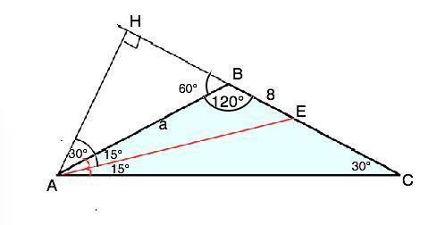 Втреугольнике abc ab = bc, угол cab = 30 градусов, ae - биссектриса, be = 8см. найдите площадь треуг