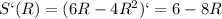 S`(R)=(6R-4R^{2})`=6-8R