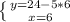 \left \{ {{y=24-5*6} \atop {x=6}} \right.