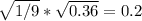 \sqrt{1/9} * \sqrt{0.36} = 0.2