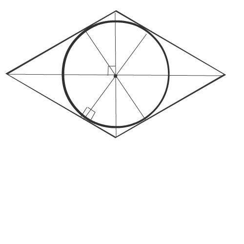 На изображение ромба постройте: изображения центра окружности,вписанной в данный ромб