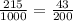 \frac{215}{1000}= \frac{43}{200}