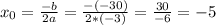 x_0= \frac{-b}{2a}= \frac{-(-30)}{2*(-3)}= \frac{30}{-6}=-5