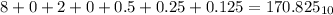 8+0+2+0+0.5+0.25+0.125 = 170.825_{10}